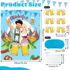 Zenoble Oktoberfest Decorations Oktoberfest Games Pin The Beer on The Poster Funny Party Games Supplies for German Bavarian Beer Festival Party Favors