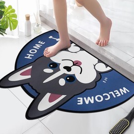 MIRA HOME Super Absorbent Bath Mat, Non-Slip Rubber Bottom, Quick Dry Bathroom Mat, Easy to Clean Door Mat, Thin, Light Weight (Husky)