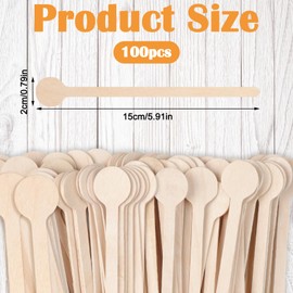 Loghohu 100 Pcs Wooden Coffee Stirrers, 5.9 Inch Coffee Stir Sticks with Round Ends Disposable Biodegradable Coffee Stirrers Wood for Milk Cocktail Tea