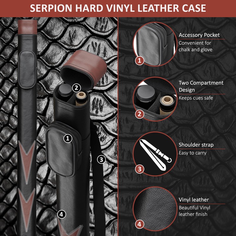 Serpion - Pool Cue Stick 100% Canadian Maple Wood. Professional