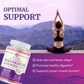 Nobi Nutrition Magnesium Citrate Gummies | Extra Strength for Calm, Relaxation & Digestion | High Absorption Magnesium Gummies for Adults | Vegan, Non-GMO | Raspberry Flavor Mag Gummy | 60 Ct, 1 Month Supply