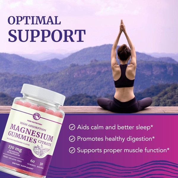 Nobi Nutrition Magnesium Citrate Gummies | Extra Strength for Calm,