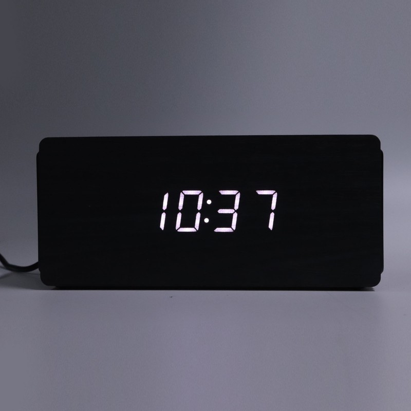 Bluetooth Speaker Digital Wooden Alarm Clock Wireless Charging 15W Dual