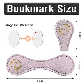 Estivaux Leather Magnetic Bookmarks for Women Men, Capital Letters Bookmark Monogram Book Marker Clip with Gold Initials Purple Leather Bookmark Charm for Book Lover Readers (Letter Z)