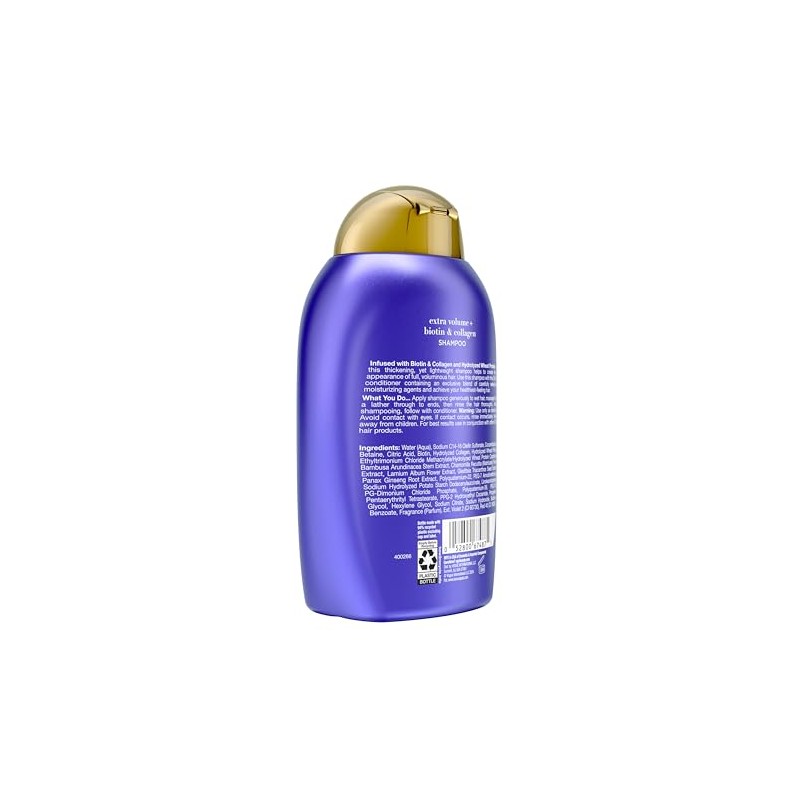 OGX, Shampoo Volumen y Fuerza Extra de Biotina y Colágeno,