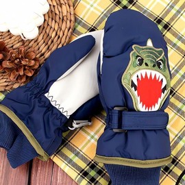 Daimonju Tyranno Ski Gloves Boys' Dinosaur Winter Cold Protection Boys' Children 2 S Navy / 다이몬쥬 티라노 스키 장갑 남아동 공룡 겨울 용 방한 남자 어린이 2 S 네이비