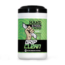Grip Clean Heavy Duty Hand & Tool Cleaning Wipes – Waterless Hand Cleaner for Mechanics, Garage & Shop Use – Dual-Sided Grease, Oil & Paint Remover Wipes with Citrus Scent - 72ct