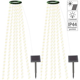 Lunartec Solar Fairy Lights Tree: Set of 2 Solar Christmas Tree Throw Fairy Lights, 12 Garlands, 300 LEDs (Solar Fairy Lights Christmas Tree, Christmas Tree Lights Solar)
