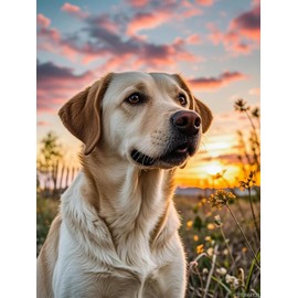 Diamond Painting Yellow Labrador Retriever 5D Diamond Art DIY Kits Full Round Drill Rhinestones Crystal by Number Embroidery Arts and Crafts for Living Room Bedroom Home Wall Decor 12x16 inch