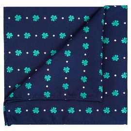KissTies Pañuelo de bolsillo cuadrado irlandés con patrón de trébol de San Patricio, Azul-verde, Talla única