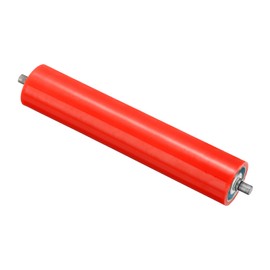 PATIKIL Polyurethane Coated Conveyor Roller 2.4" Diameter 12" Length, Stainless Steel Transmission Replacement Part Galvanized End, Red