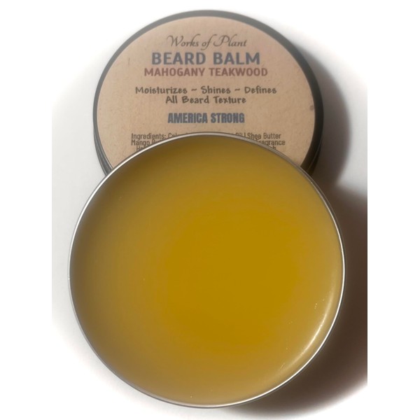 Works of Plant Beard Balm, Mahogany Teakwood Scent, Moisturizing &