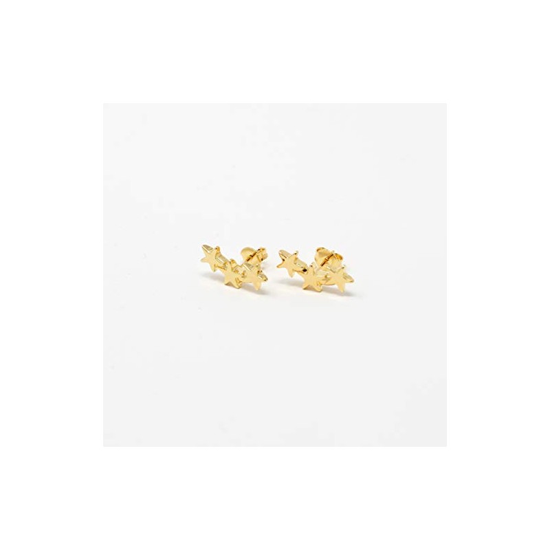 Aretes de Triple Estrella en Chapa de Oro de 22K