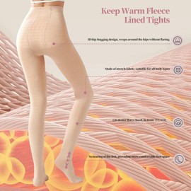 WAJIAFAR Fleece Lined Tights Women 120D Opaque Winter Pantyhose High Waist Warm Tight 2 Pairs (XL, 1BLACK1NUDE)