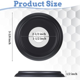 Bathtub Faucet Cover Ring, Metal Tub Spout Cover Stainless Steel Bathtub Spout Trim Plate Ring with Foam Gasket 1-1/2 Inch ID and 3-5/8 Inch OD(Black)