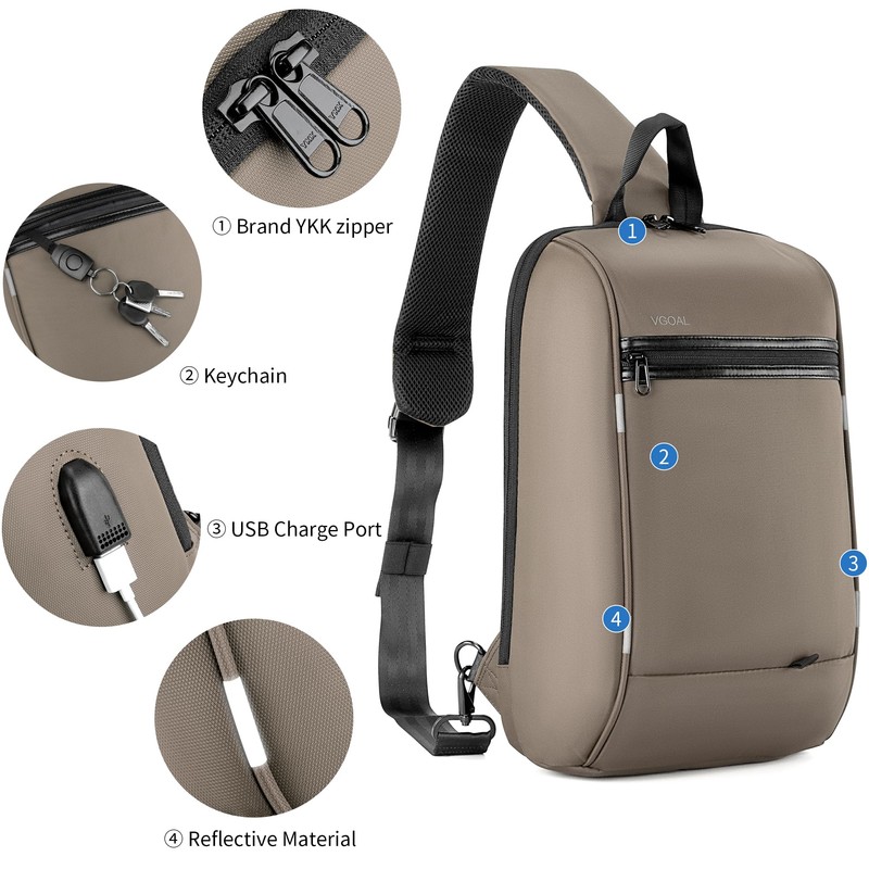 VGOAL Sling Backpack Men'S Chest Bag Shoulder Crossbody Sling Backpack