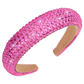Jaciya Rhinestone Headband Hot Pink Crystal Bling Headbands for Women Girls Hair Accessories Glitter Sparkle Head Band Women's Fashion Head Bands