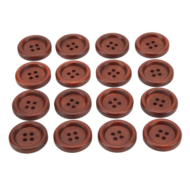 100Pcs Wooden Button 20mm 4 Holes Delicate Cute Waterproof Clothing