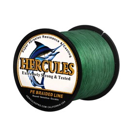Hercules Super Cast 300M 328 Yards Braided Fishing Line 90 LB Test for Saltwater Freshwater PE Braid Fish Lines Superline 8 Strands - Green, 90LB (40.8KG), 0.50MM