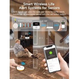 PILSAMAS 3 Pack Wireless Caregiver Call Button for Elderly at Home, WIFI Panic Button, Help Button, Alarm for Senior Citizens w Sound Light Alarm, App Alert, Emergency Response Button, Caregiver Pager