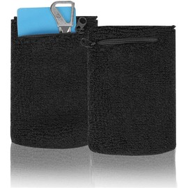 AFCJLTO 2 Stück Schweißband Sport Wristband, Handgelenktasche mit Praktischer Reißverschlusstasche, Baumwoll Schweißband Arm,Wrist Wallet, für Fußball,Basketball und Tennis Sport