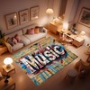Music Elements Area Rug Wooden Board Graffiti Musics Art Text