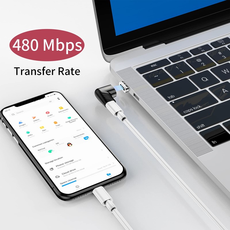 USB C Magnetic Adapter,Right Angle Type C Connector,PD 120W Fast