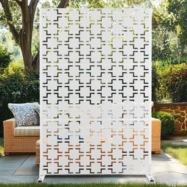 72" H×47" W Metal Privacy Screen Outdoor Privacy Screen Freestanding, Outdoor Privacy Screens and Panels for Patio Lawn Deck, Outdoor Privacy Panels Decorative Privacy Fence(Consists of 3 Panels)