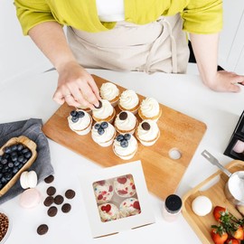 NurGymUp 50 Pack Cupcake Boxes Bulk with Clear Display Window Hold 4 Standard Cupcakes, Disposable Food Grade White Cupcake Carrier Cupcake Container, Perfect for Cupcakes Muffins Cookies Pastries