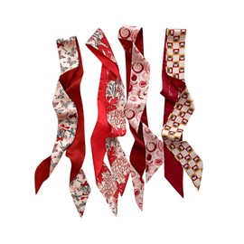 WDIRARA Girl's 4 Pack Floral Hair Scarf Handbag Scarfs Neck Scarf Neckerchief Headbands Red One-Size