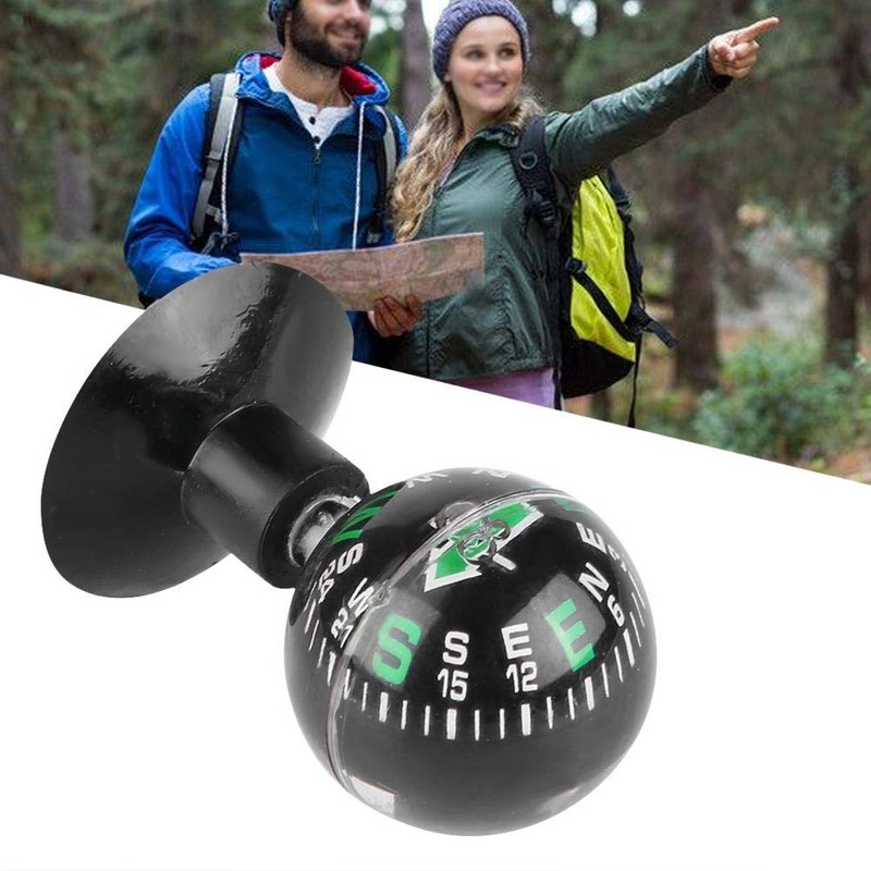 Portable Compass, Car Universal Round Mini Compass Black Plastic Case