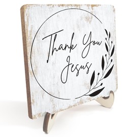 Thank You Christian Gifts for Women Men Religious Bible Verse Wood Sign Rustic Desk Decor Decorative Bathroom Decorations Office Desk Accessories Shelf Cubicle Decor Wooden Plaque with Wood Stand