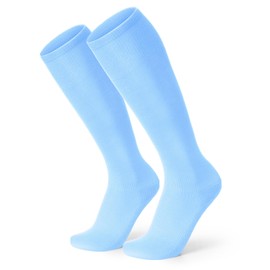 XZQTIVE Baseball Soccer Softball Socks for Youth Adult Solid Colors Socks for Boy Girl, Baby Blue, Small