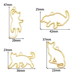 WAY DENG 12 mezcla de aleación de metal con marco de bisel de espalda abierta, oro gato, epoxi presionado, flor de resina UV, aretes, collar, colgante, joyería, manualidades, Metal, No es una piedra preciosa