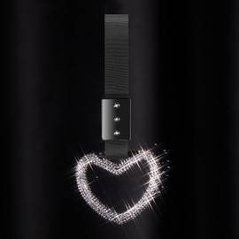 Fabbay Bling Car Accessories Bling Heart Handle Ring Car Accessory for Women Heart Hand Strap Drift Charm Rear Bumper Warning Ring Decor for auto Bus Interior Exterior Decoration (White,Heart Style)