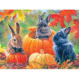Cra-Z-Art - RoseArt - Abraham Hunter - Pumpkin Patch Bunnies - 1000 Piece Jigsaw Puzzle