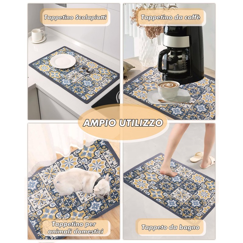 SOQKEEN Tappetino Assorbente Cucina 50x30 cm, Antiscivolo per Macchina da