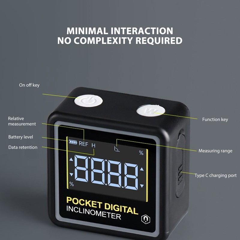 Pocket Digital Inclinometer Protractor Magnetic Angle Finder Measuring Tool for