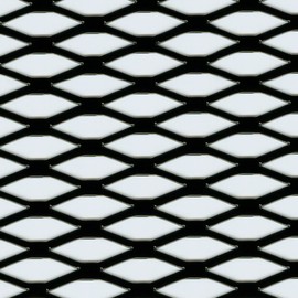 customcargrills 6"x36" Diamond XXL Flat Grill Mesh Sheet - Gloss Black - Shipped Flat, 0.30 x 0.90 inch hole opening, 0.051" thick Aluminum, powder coated, Made in USA