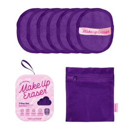 Borrador de maquillaje, juego de 7 días, borra todo el maquillaje con solo agua, incluido rímel resistente al agua, delineador de ojos, base, lápiz labial y más, Queen Purple, 7 CT.