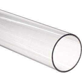 Acrylic Rigid Round Tube, Clear, 1-3/8" ID 1-5/8" OD x 12" Length (Pack of 2)