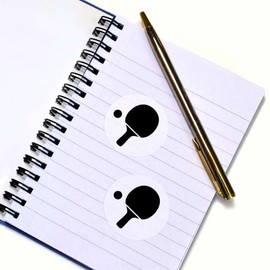 24 x 40mm Round 'Ping Pong Paddle with Ball' Stickers (SK00063581)