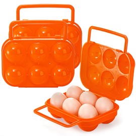 ZEAYEA 3 Pack Portable Camping Egg Holder, 18 Eggs Plastic Egg Carrier with Handle for Prevent Eggs from Cracking, Egg Container for Travel Outdoor Hiking Organize Small Eggs
