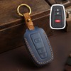Hontumax Genuine Leather 3-Button Key Fob Cover for Toyota RAV4