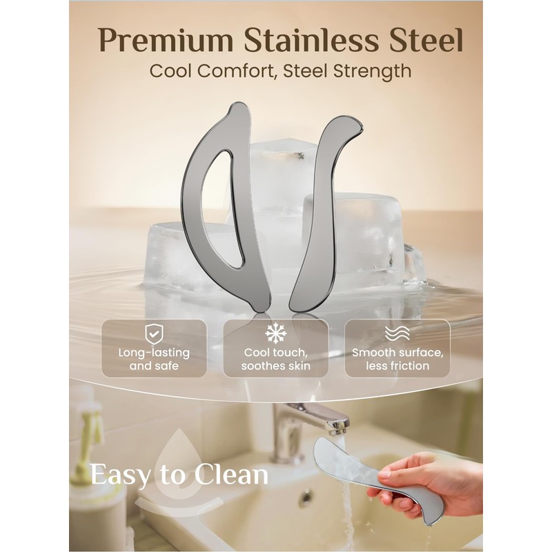 Rena Chris Muscle Scraper Tool Set - Stainless Steel Gua
