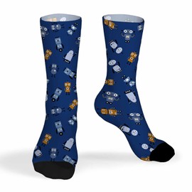 Pehede Socks Cartoon Robots Athletic Crew Socks Spaceman Cyborg Characters for Men Women Cool Cute Crazy Funny Sport Colorful Novelty Socks
