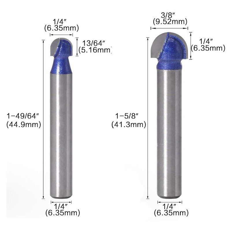 Eyech 4pc Core Box Router Bit Set Carbide 1/4 Inch,