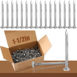 Tandefio 2 Pound Box Siding Nails Roofing Tile and Slating Nails Rust Resistant 304 Stainless Steel Nails Hardware Nails for Redwood, Cedar Wood Siding Nail, Decking, Roof Slating(1-1/2 Inch)