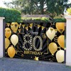 Happy 80th Birthday Backdrop Banner Extra Large Black and Gold