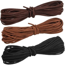 KYSUN 3 pieces leather cord chain, faux leather cord, leather cords, faux suede cord, leather cord, leather cord thread leather cord for DIY bracelet, necklace, jewellery, 3 mm x 10 m